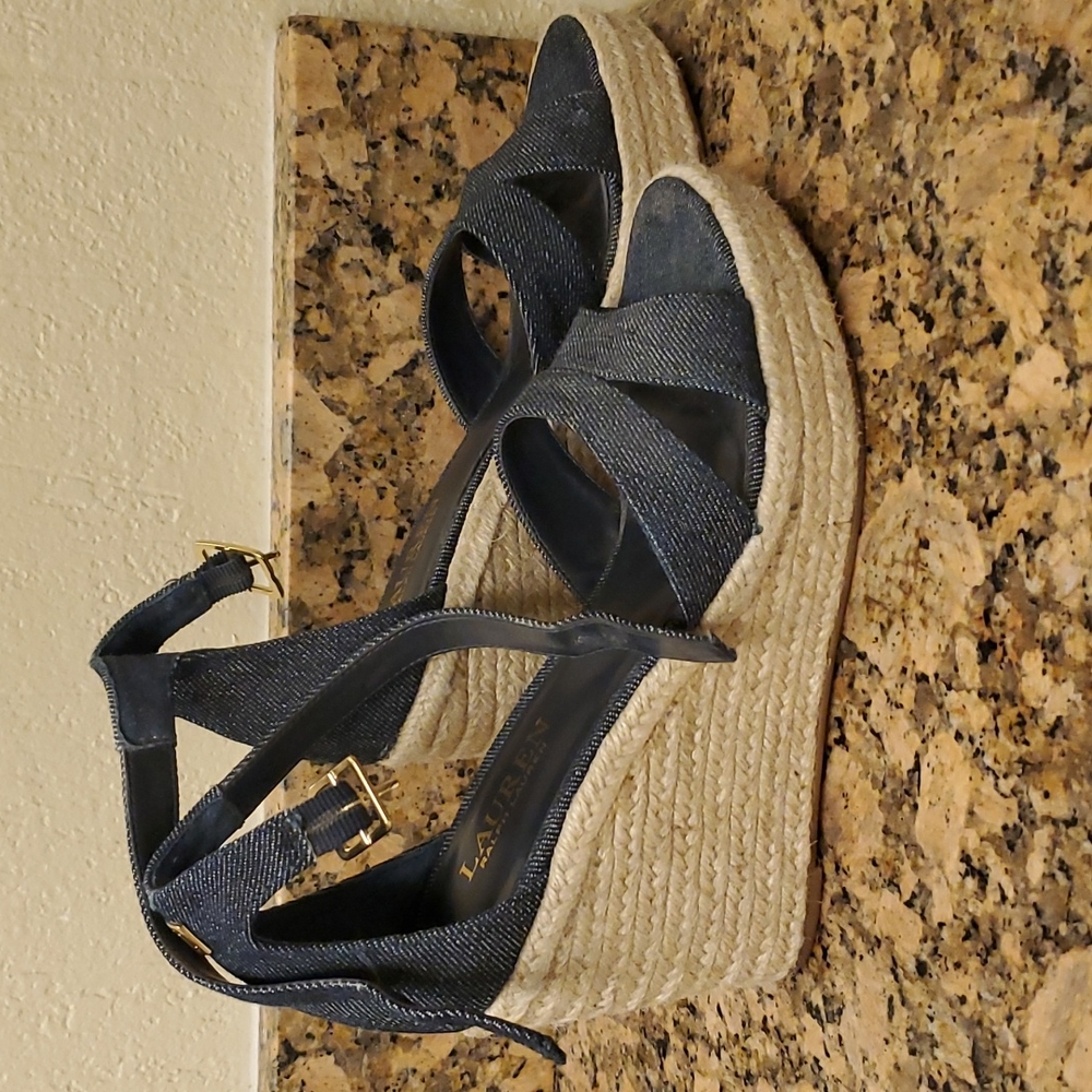 Lauren Ralph Lauren Blue Wedge Sandals